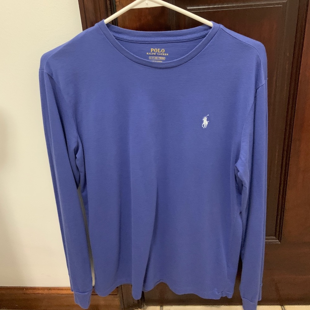Indigo Long-Sleeve Polo. Mens S.